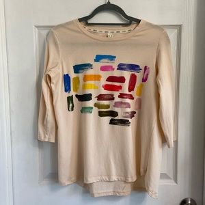 LOGO Limitees Tee Shirt 3/4 Sleeves Pale Peach Size XS